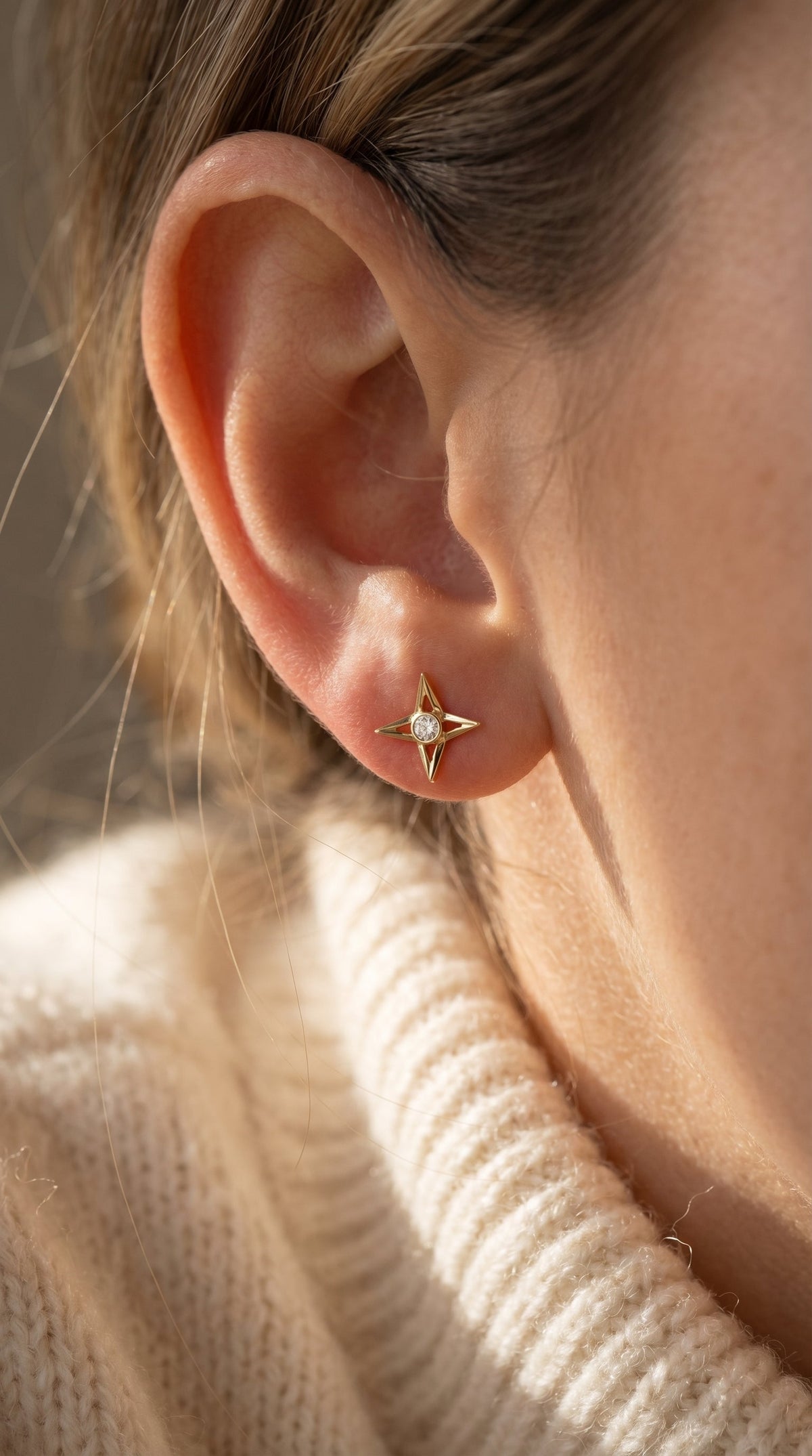 Round Diamond Celestial Sparkle Fashion Earrings, view 2