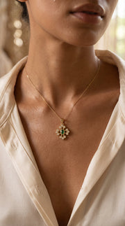 Elegant Round Diamond Floral Pendant Necklace, view 2