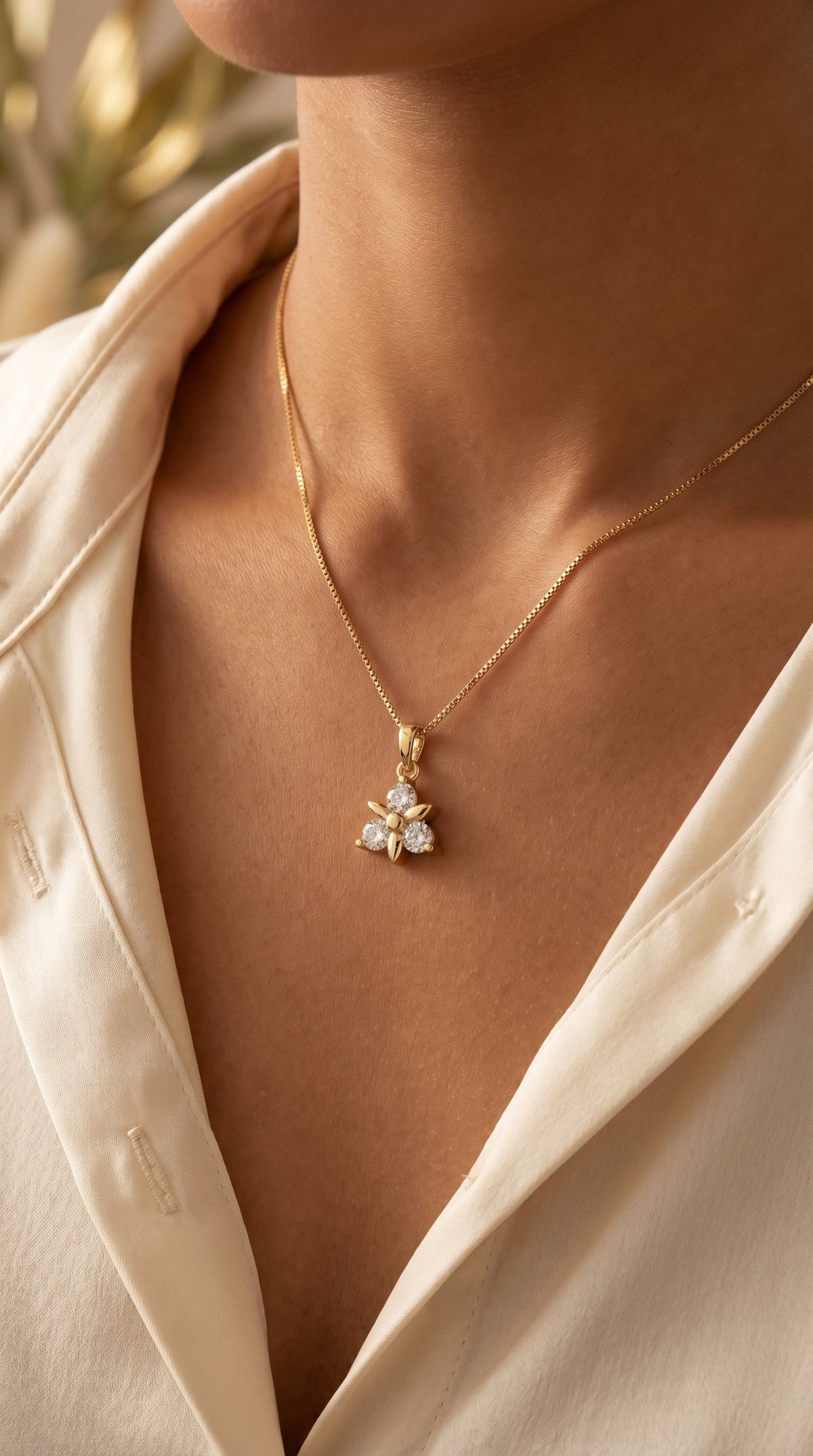 Elegant Floral Diamond Pendant Necklace, view 2