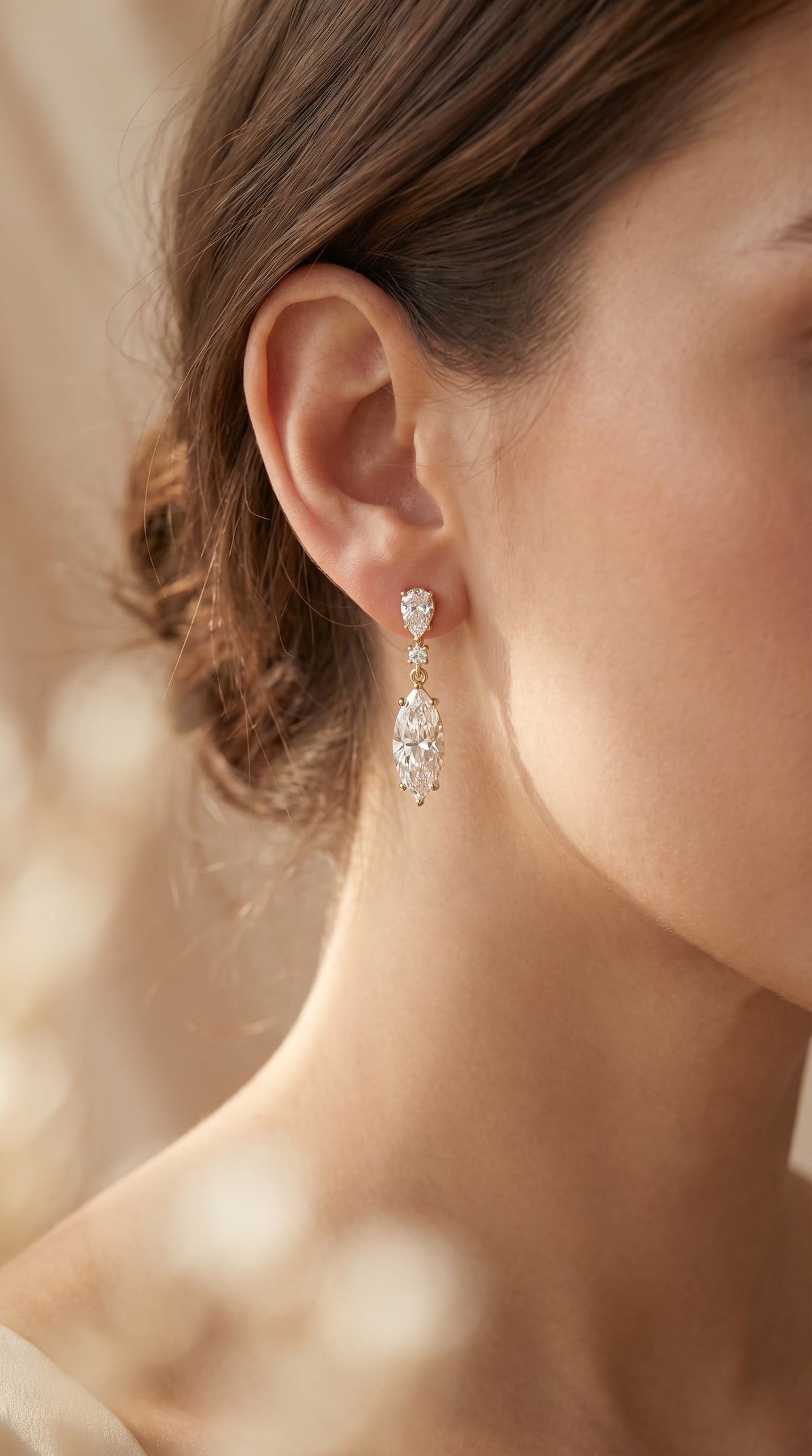 Triple Cut Drop Dangle Design Earring, view 2