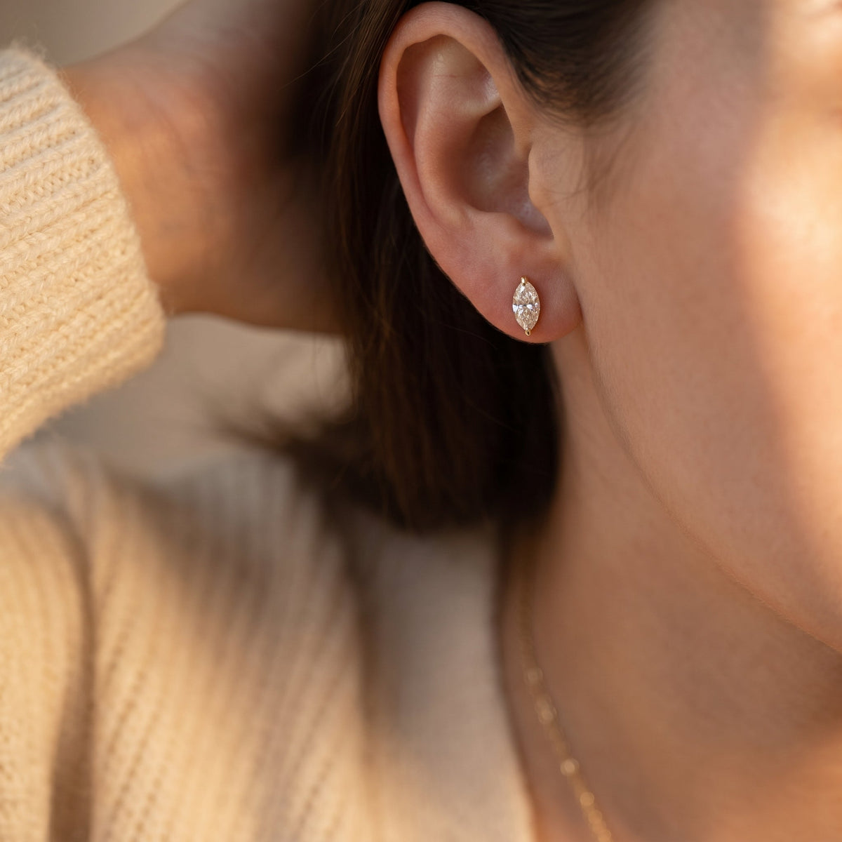 Luxury Marquise Cut Diamond Stud Earrings, view 2