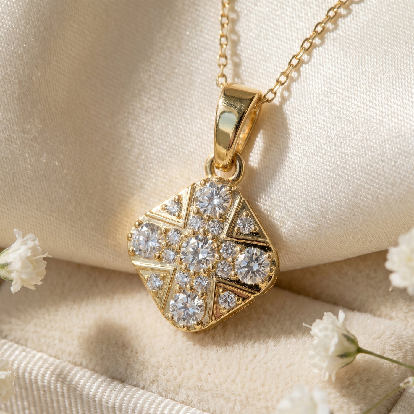 Vintage Style Diamond Cross Pendant Necklace, view 4