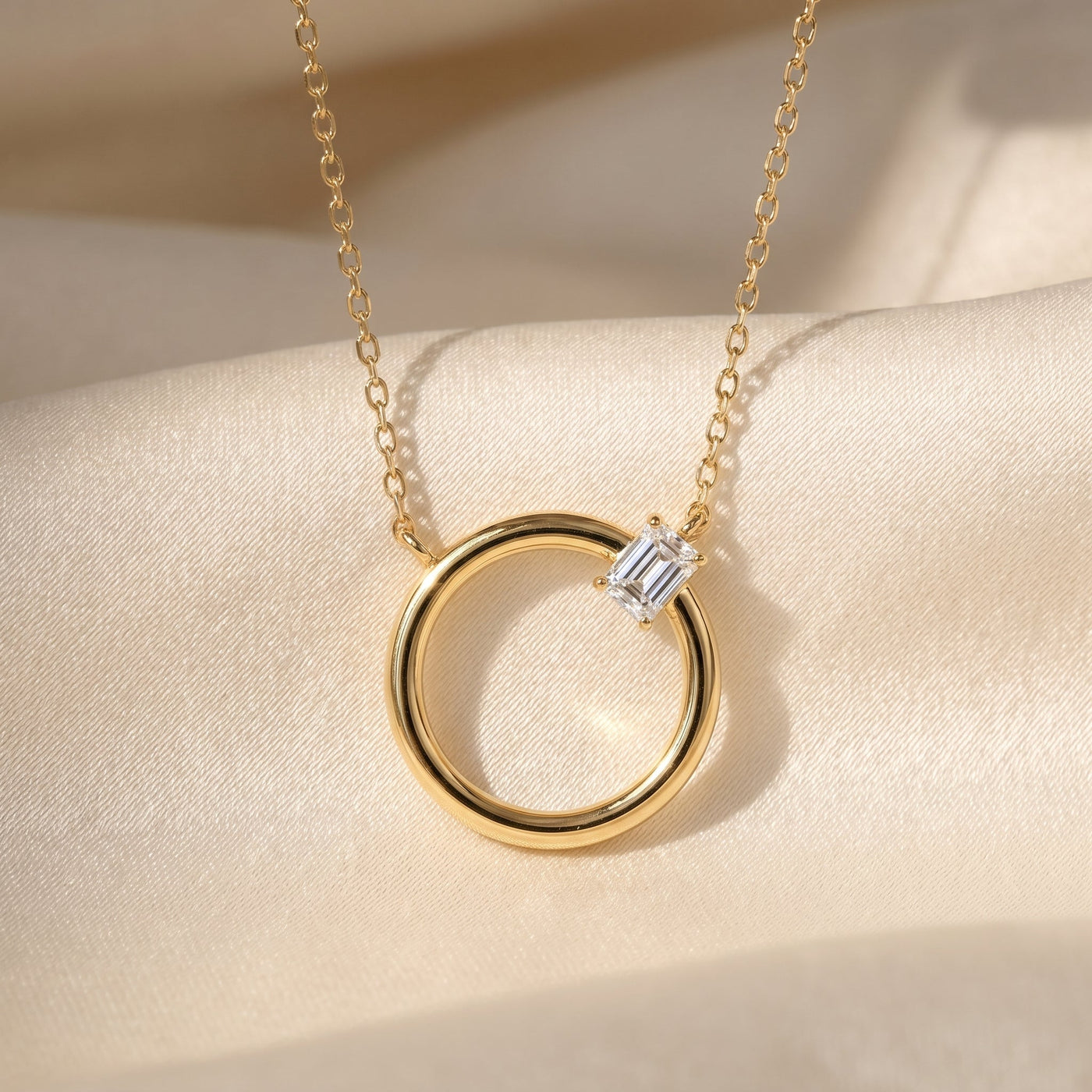 Circle Design Diamond Pendant Necklace, view 3