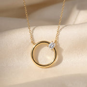Circle Design Diamond Pendant Necklace, view 3