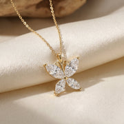 Butterfly Design Marquise Diamond Pendant Necklace, view 4