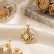 Round Diamond Elegant Clover Bloom Pendant Necklace, view 3