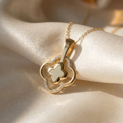 Round Diamond Elegant Clover Bloom Pendant Necklace, view 4