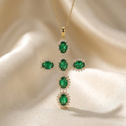Sterling Oval-Cut Cross Pendant Necklace by Gold & Richie, view 3