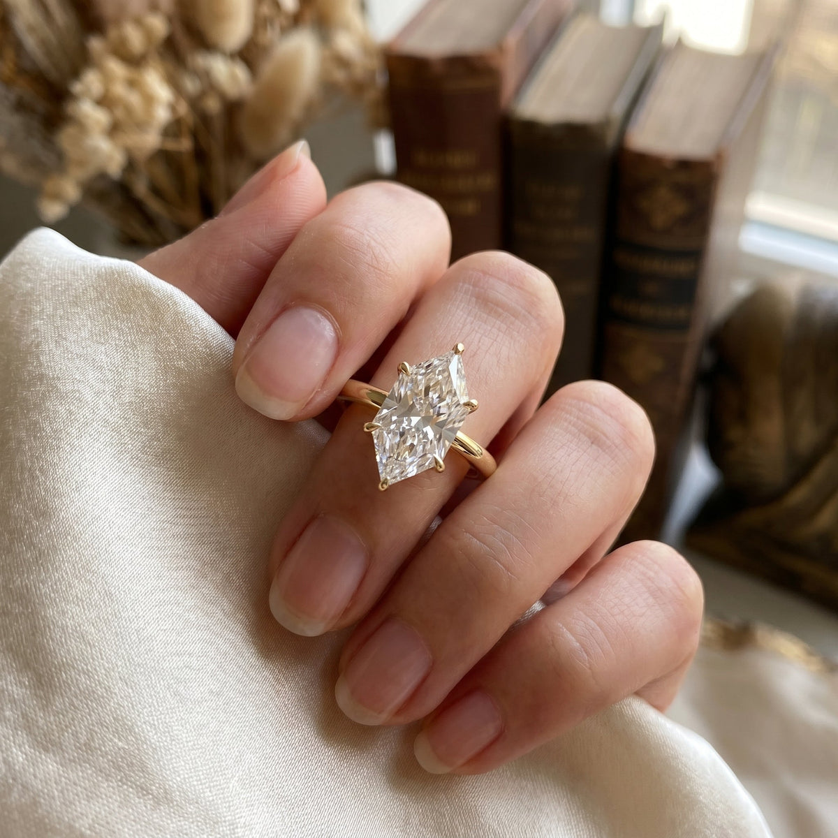 Dutch Marquise Cut Lab Diamond Solitaire Engagement Ring, view 6
