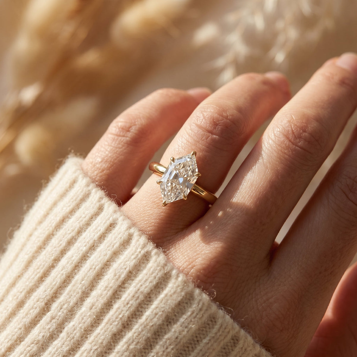 Dutch Marquise Cut Lab Diamond Solitaire Engagement Ring, view 2