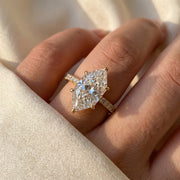 Dutch Marquise Cut Diamond round Accent Engagement Ring, view 2