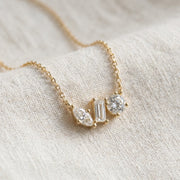 Three Stone Diamond Pendant Necklace, view 3