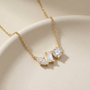 Three Stone Diamond Pendant Necklace, view 4