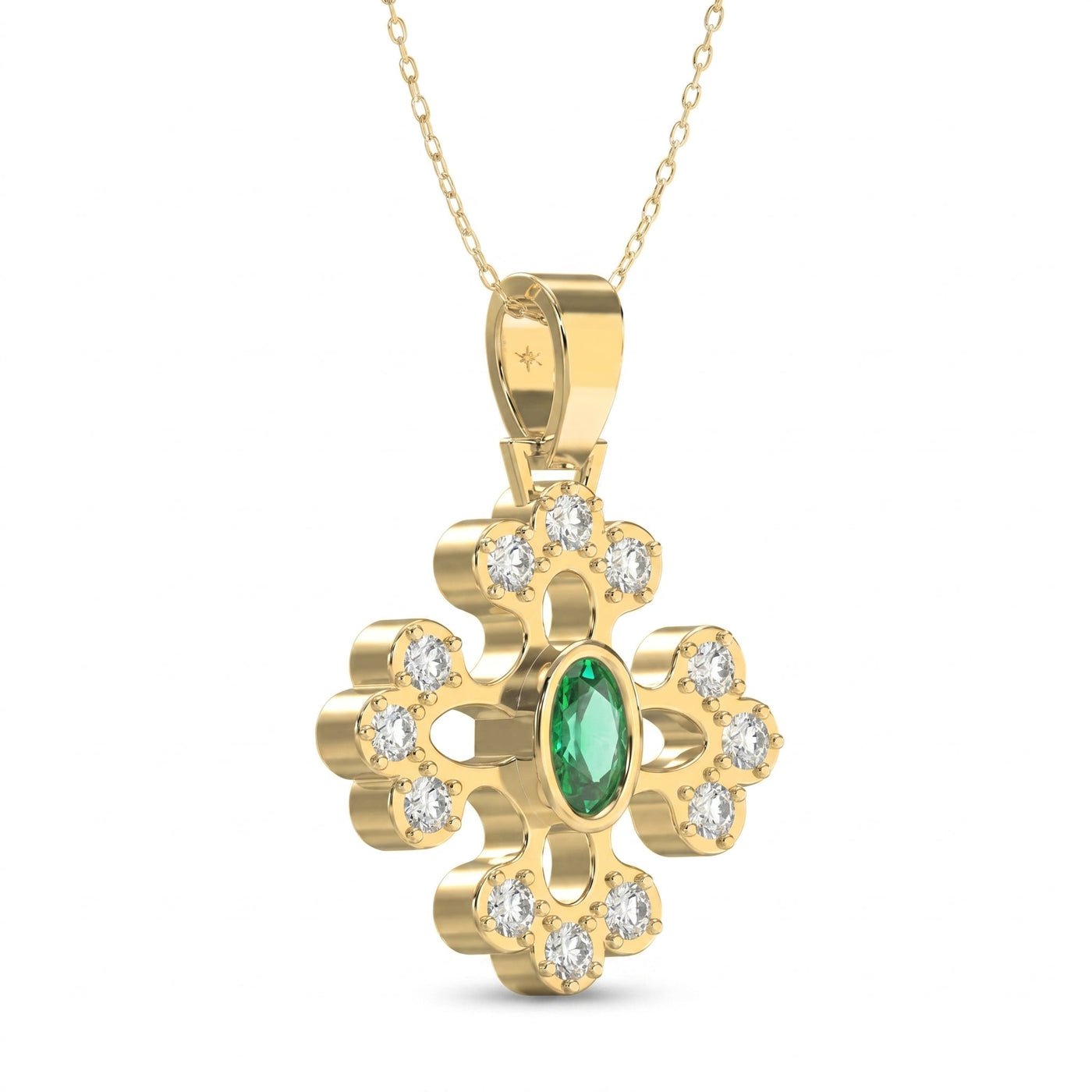 Elegant Round Diamond Floral Pendant Necklace, view 4