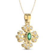 Elegant Round Diamond Floral Pendant Necklace, view 4