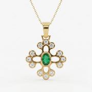 Elegant Round Diamond Floral Pendant Necklace, view 1
