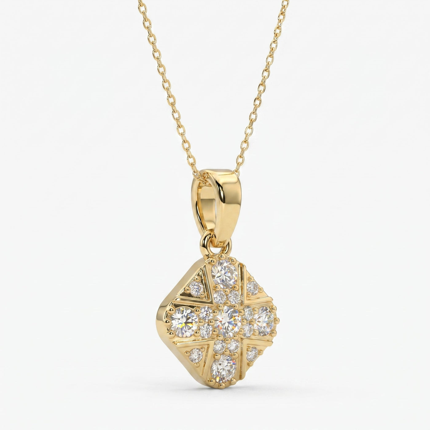 Vintage Style Diamond Cross Pendant Necklace, view 3