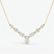 Pear & Round Cut Diamond V-Shape Diamond Pendant Necklace, view 1