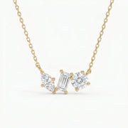 Three Stone Diamond Pendant Necklace, view 1