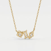 Three Stone Diamond Pendant Necklace, view 5