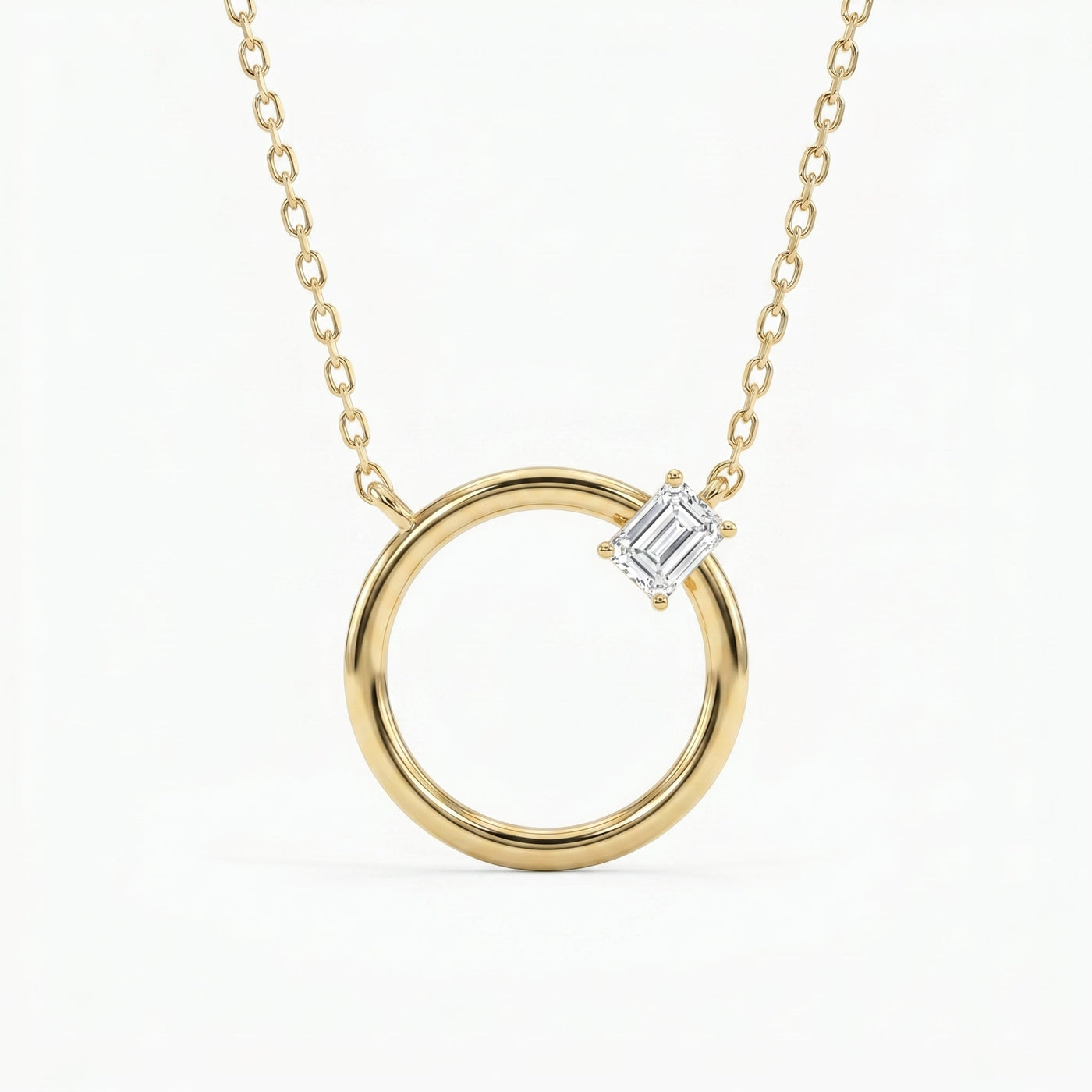 Circle Design Diamond Pendant Necklace, view 1
