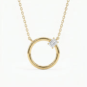 Circle Design Diamond Pendant Necklace, view 1