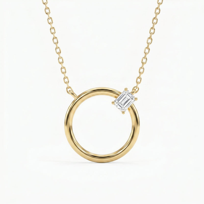 Circle Design Diamond Pendant Necklace, view 1