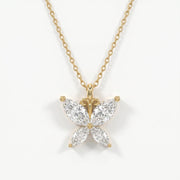 Butterfly Design Marquise Diamond Pendant Necklace, view 1