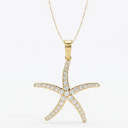 Round Diamond Starfish Embrace Pendant Necklace, view 1