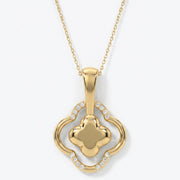 Round Diamond Elegant Clover Bloom Pendant Necklace, view 1