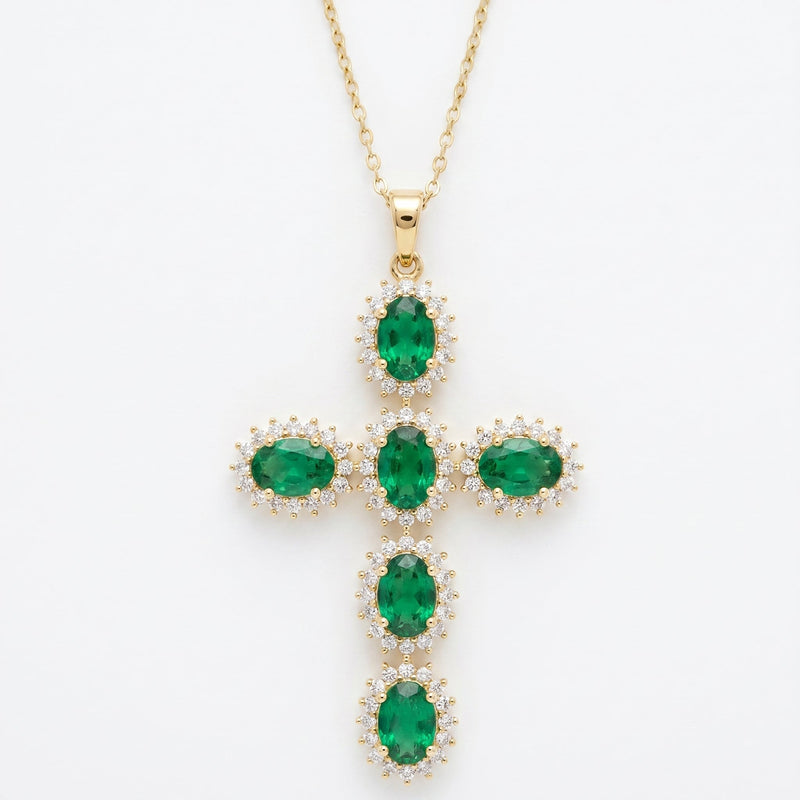 Sterling Oval-Cut Cross Pendant Necklace by Gold & Richie, view 1