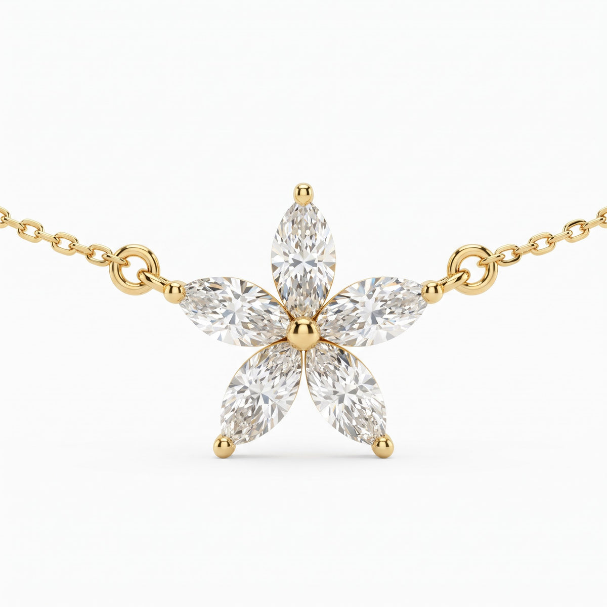 Marquise Diamond Flower Necklace