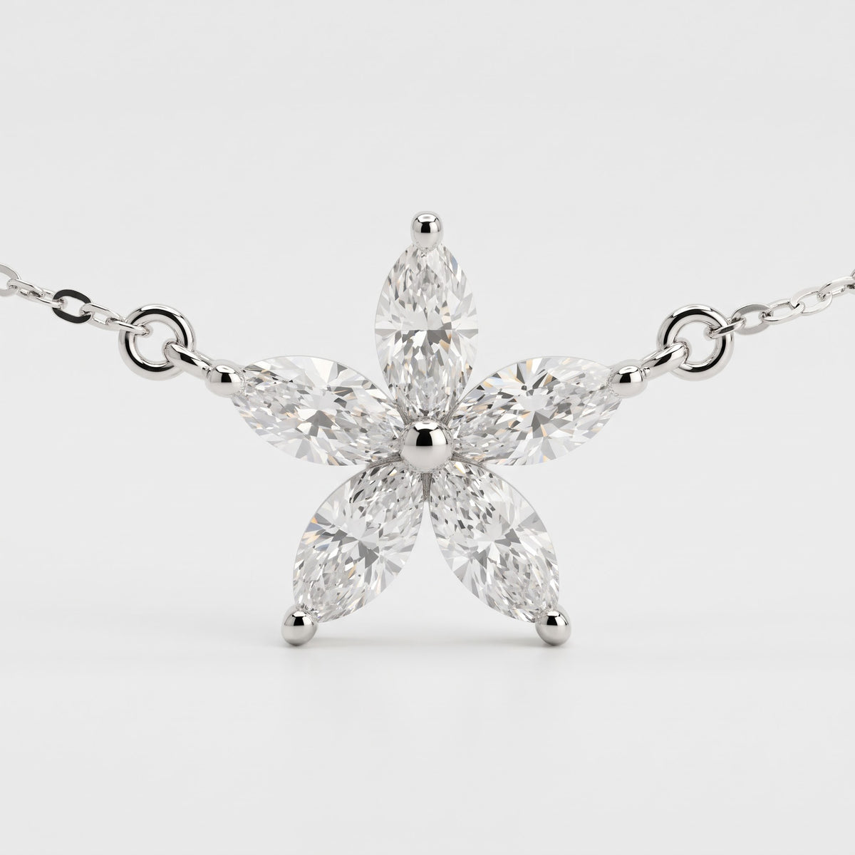 Marquise Diamond Flower Necklace, image 5