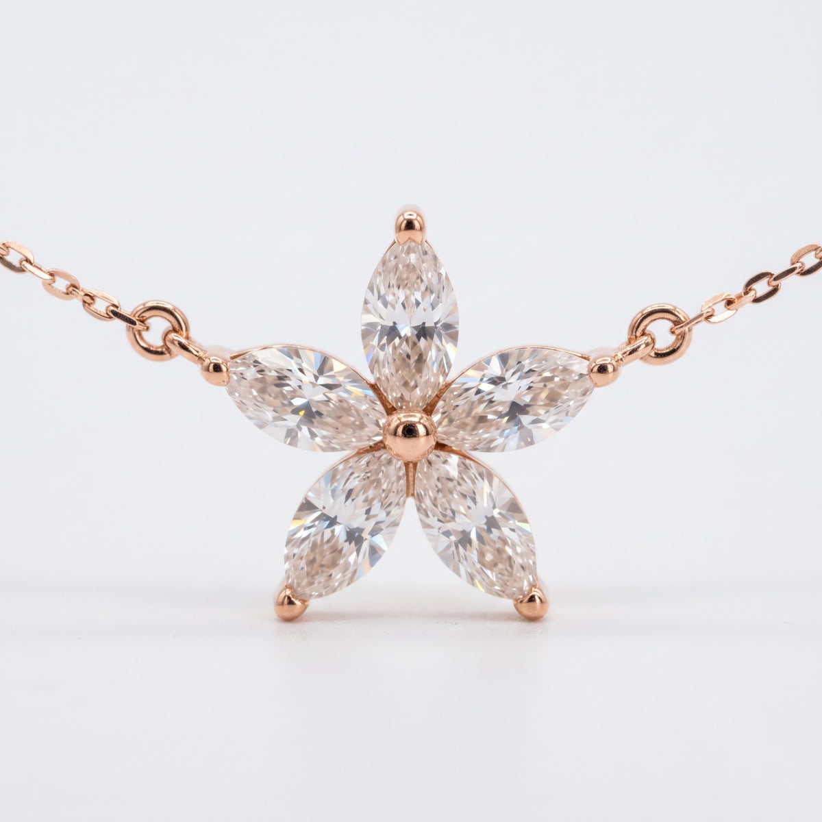 Marquise Diamond Flower Necklace, image 6
