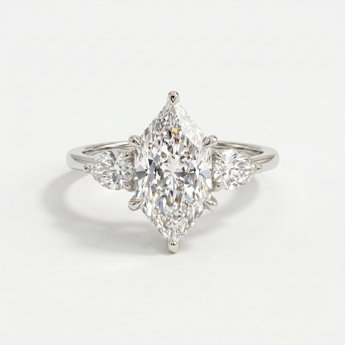 Dutch Marquise Cut Three Stone Diamond Engagement Ring, view 6