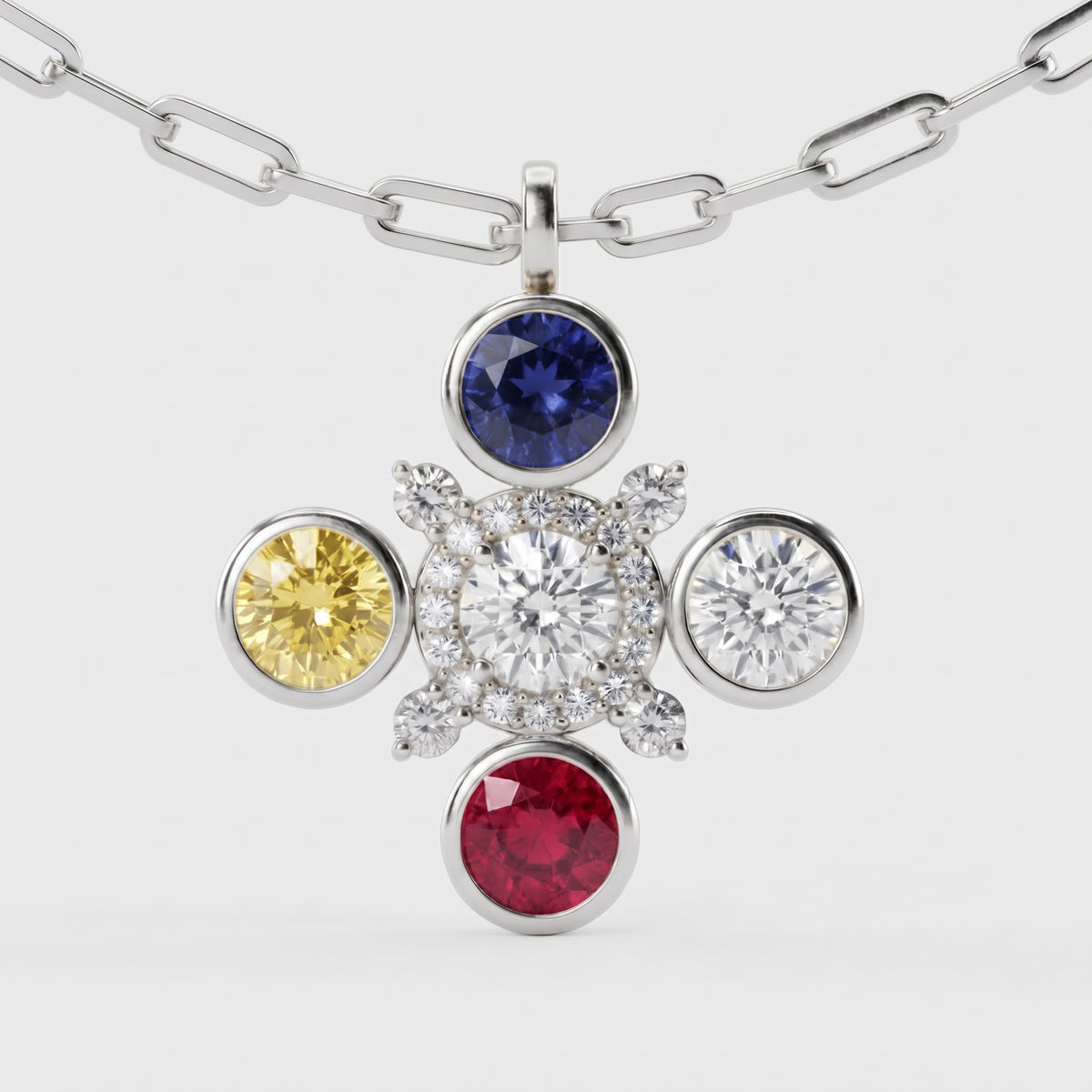Multi-Colour Lab Grown Diamond Pendant, image 2