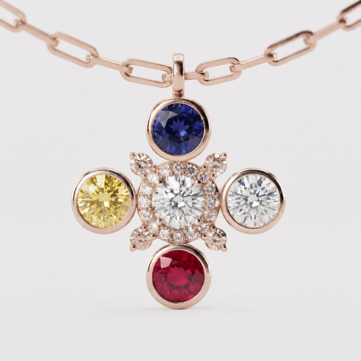 Multi-Colour Lab Grown Diamond Pendant, image 3