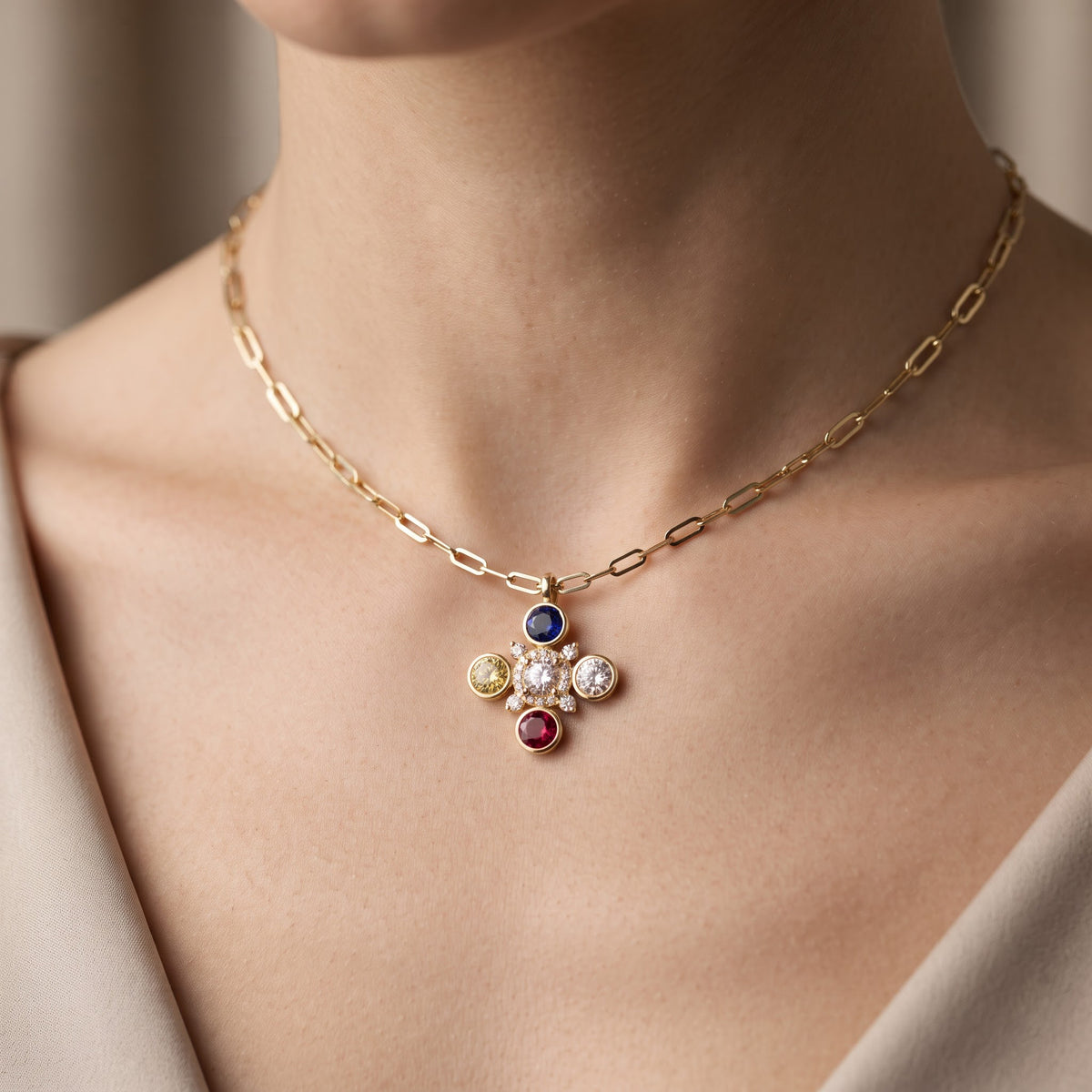 Multi-Colour Lab Grown Diamond Pendant, image 5