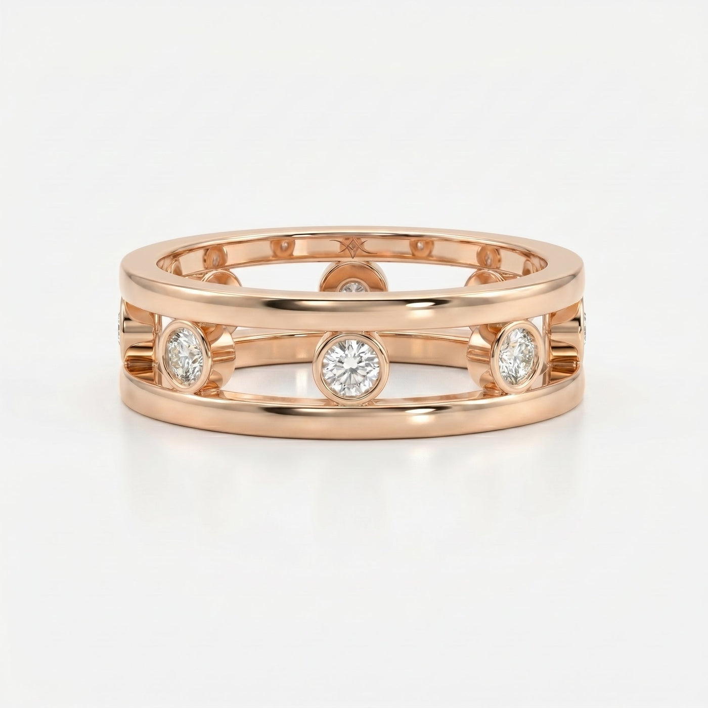 Floating Round Diamond Open Gallery Eternity Band Ring, view 6