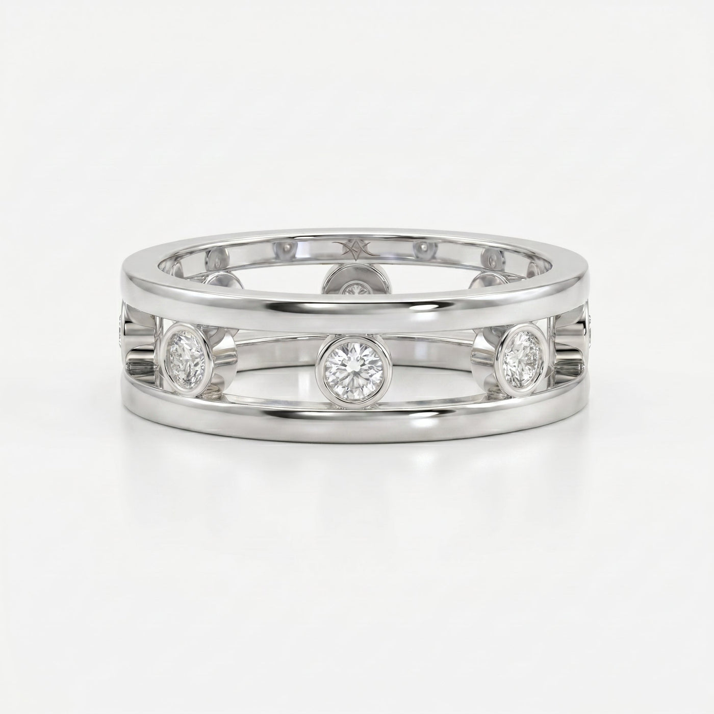 Floating Round Diamond Open Gallery Eternity Band Ring, view 7