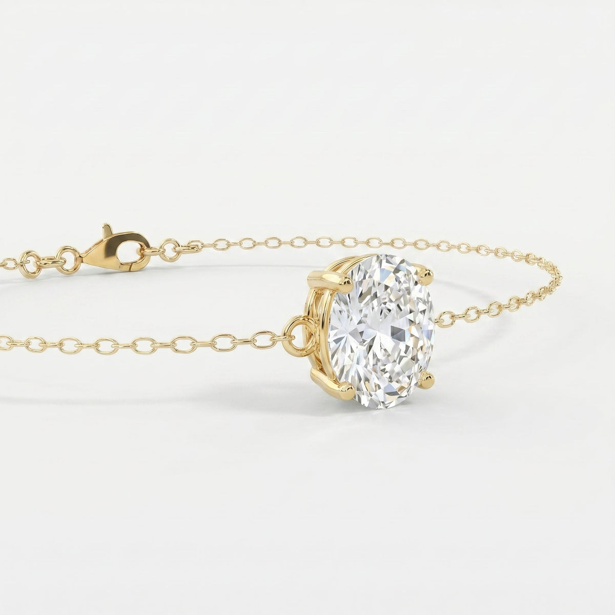 Minimalist Lab Grown Diamond Oval Cut Diamond Solitaire Bracelet, view 3