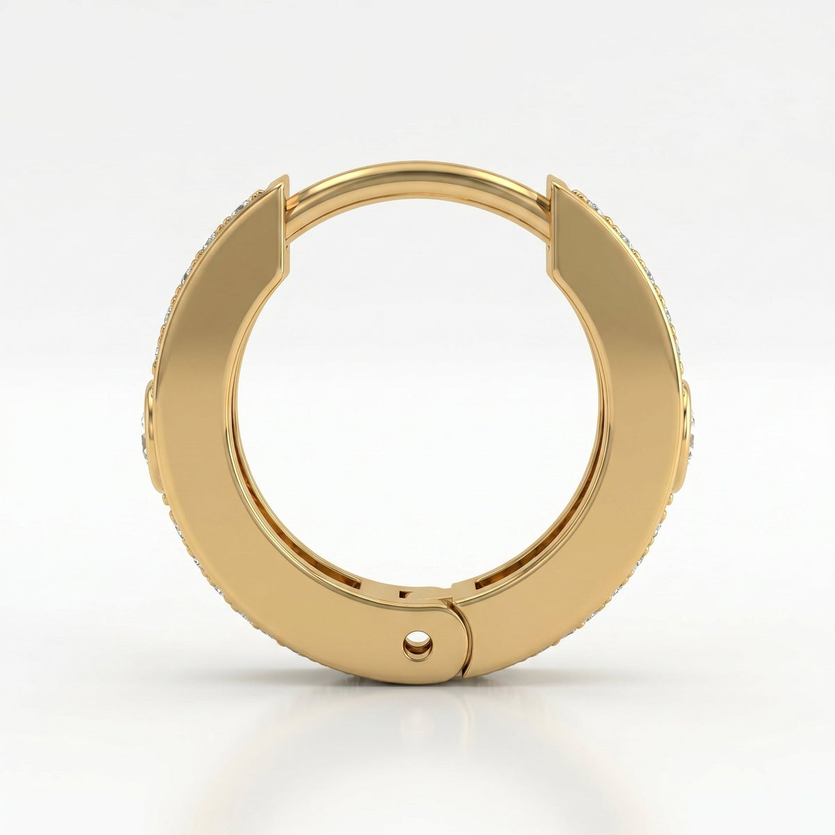 Round Cut Diamond Huggie Hoop Earrings, view 4