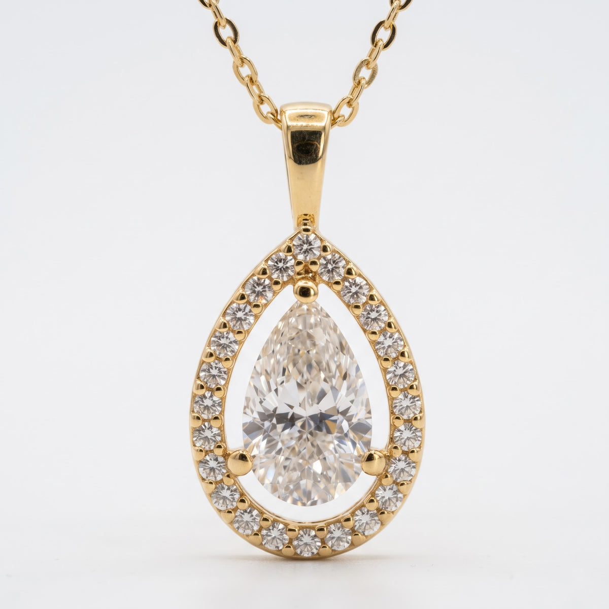 Pear Cut Lab Grown Diamond Pendant Necklace