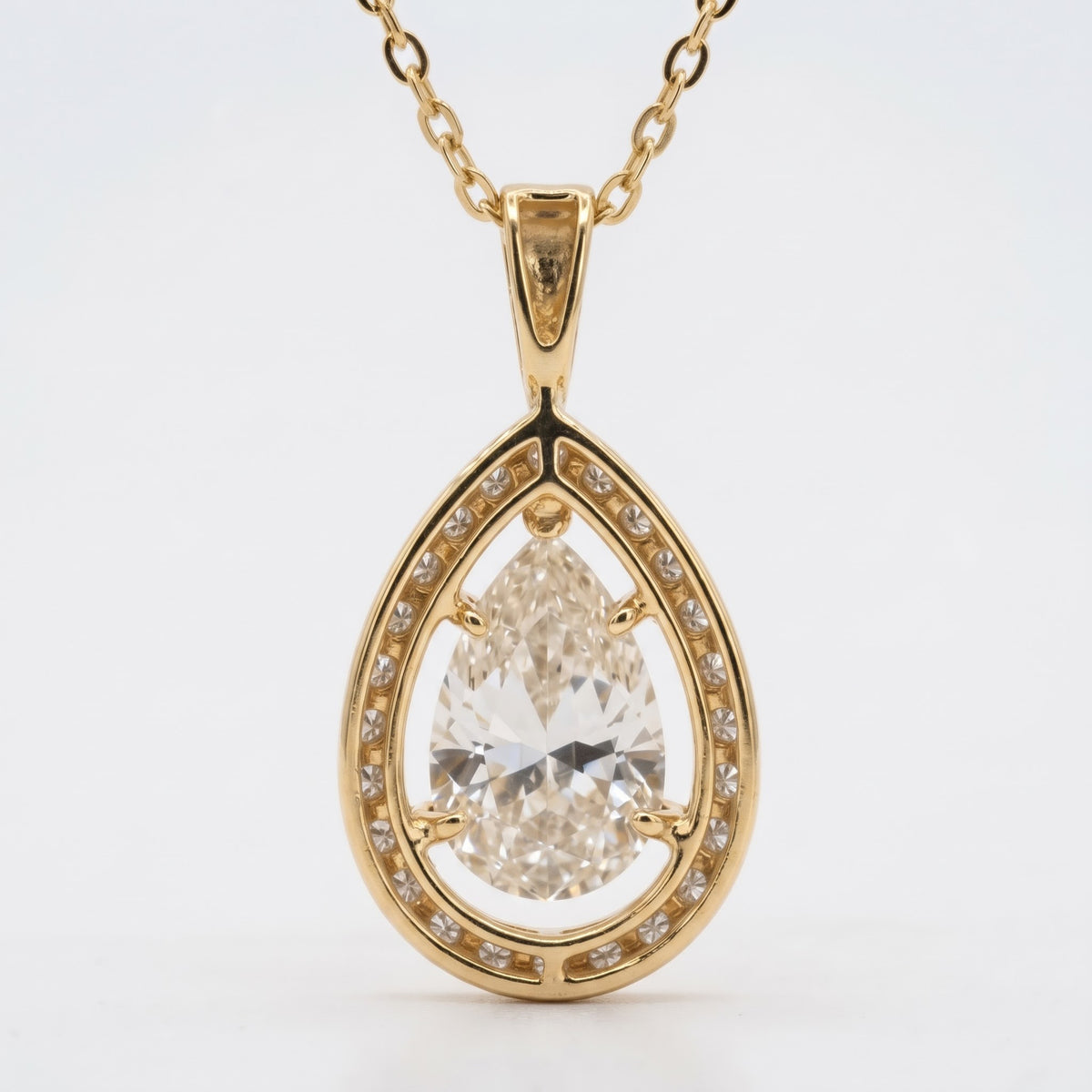 Pear Cut Lab Grown Diamond Pendant Necklace, image 2