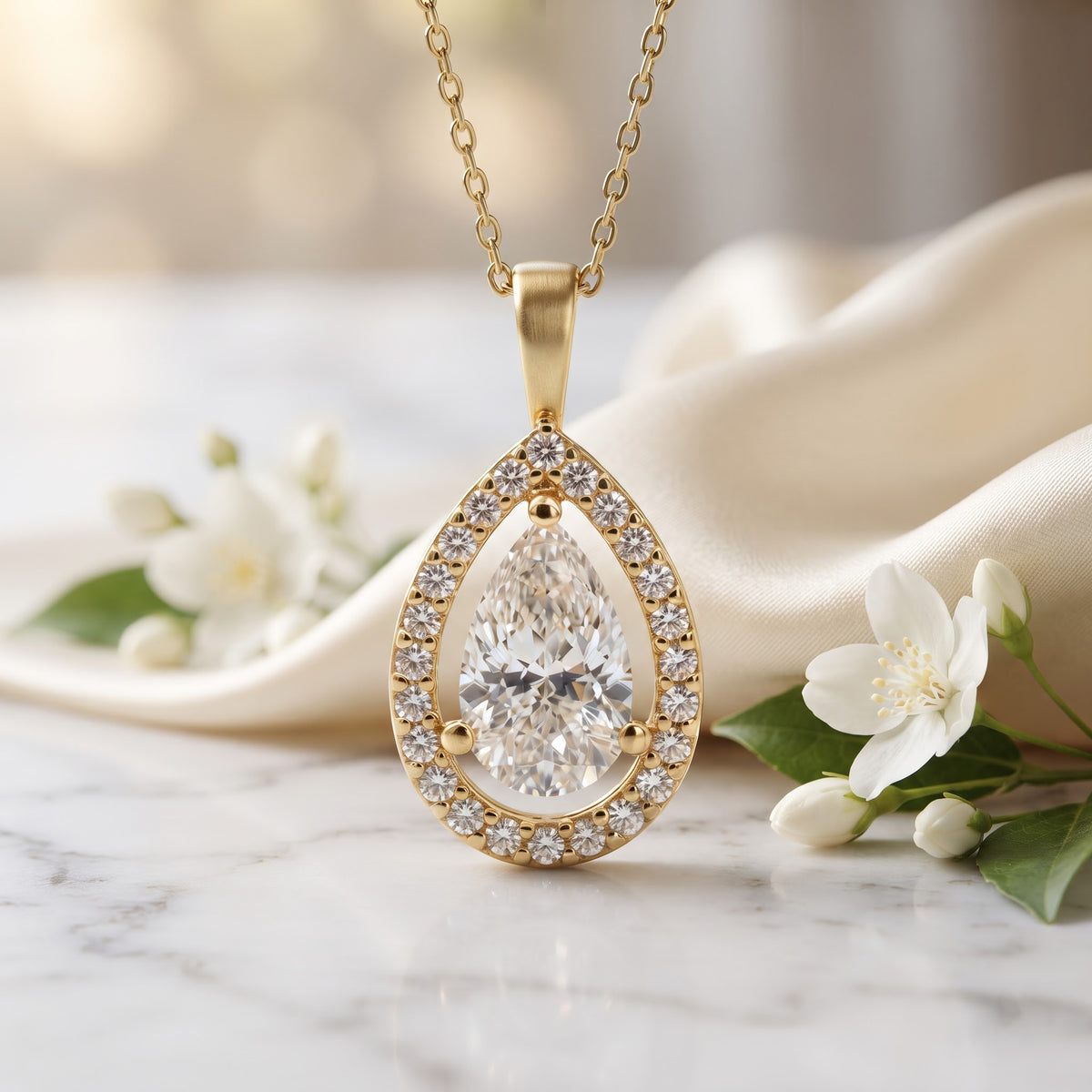 Pear Cut Lab Grown Diamond Pendant Necklace, image 3