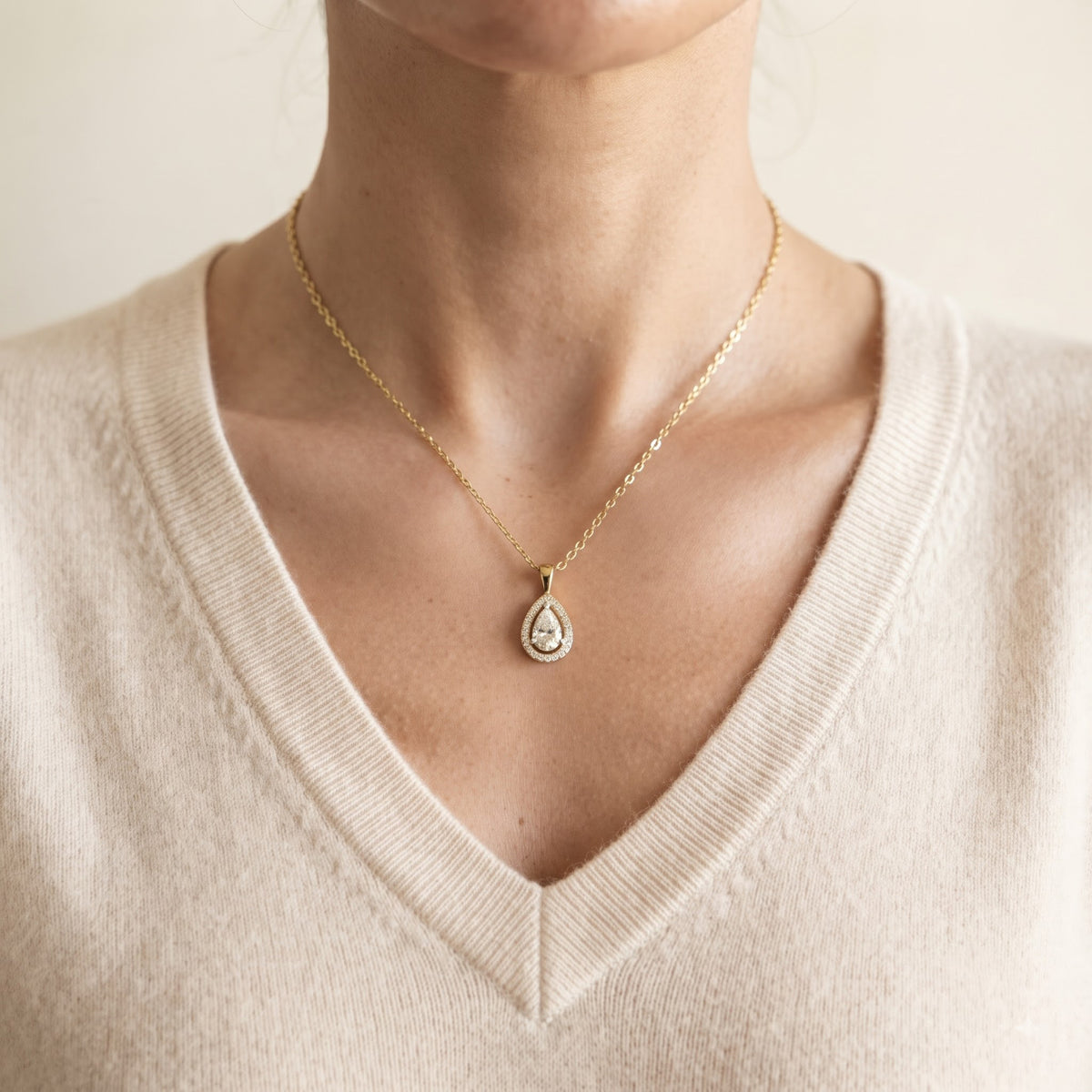 Pear Cut Lab Grown Diamond Pendant Necklace, image 4