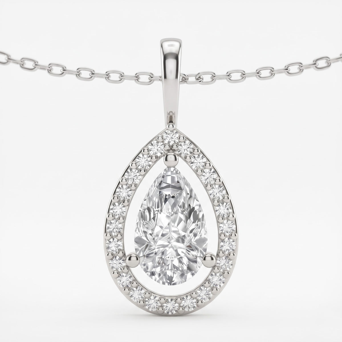 Pear Cut Lab Grown Diamond Pendant Necklace, image 6