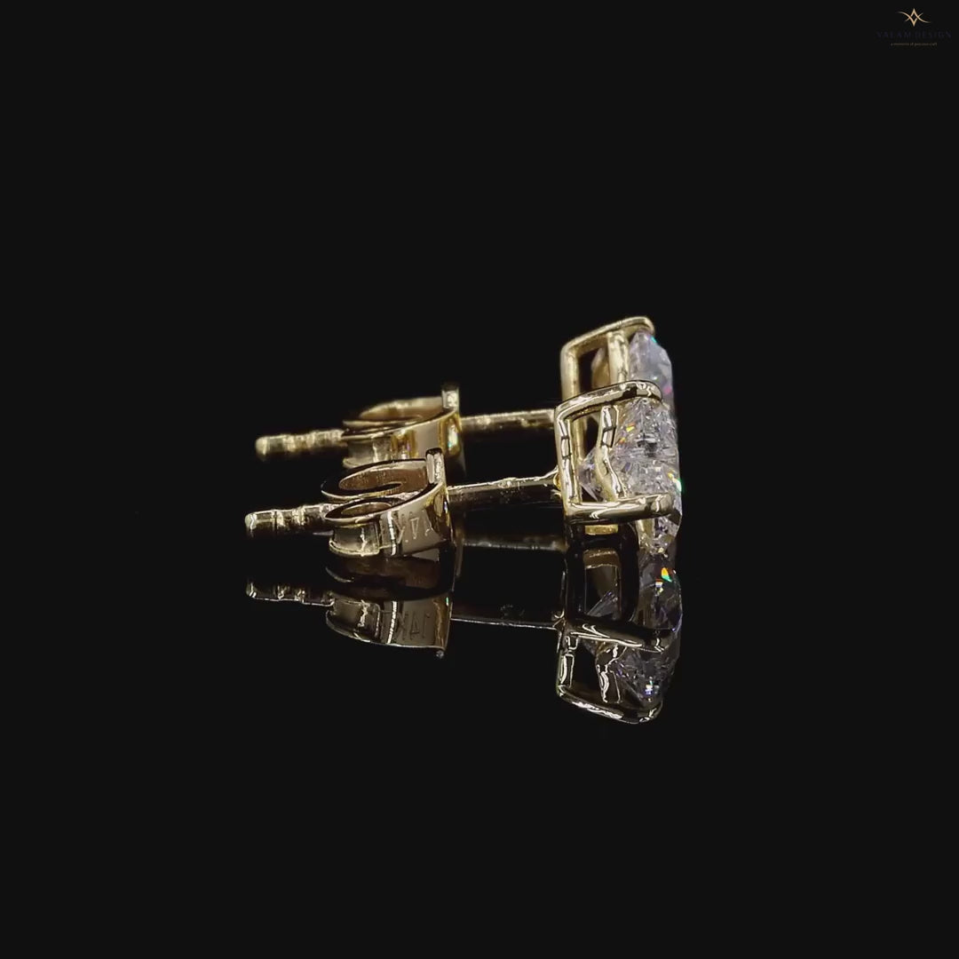 3 Prong Heart Cut Diamond Stud Earrings, product video