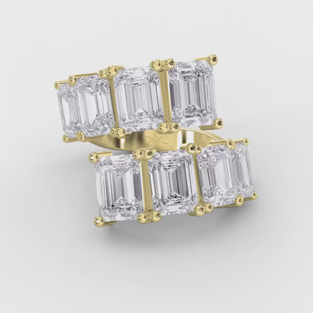 Emerald Diamond Flow Bypass Fashion Ring, product video