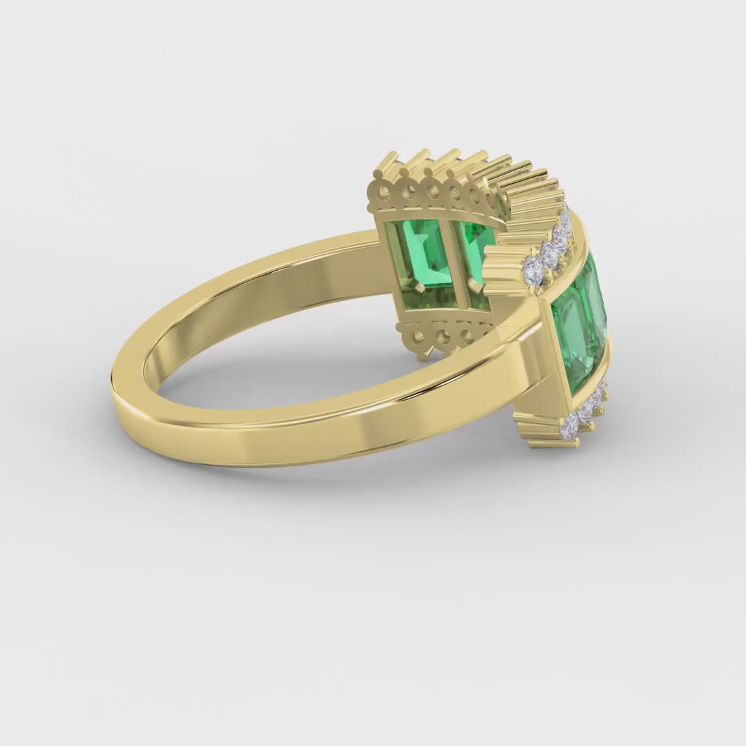 Emerald Cut Green Diamond Statement Ring, product video
